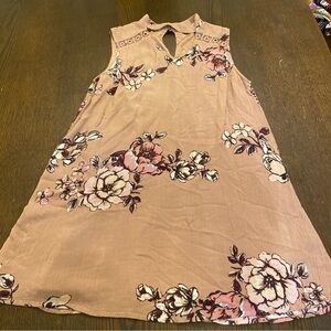 Floral Mock Neck Swing Dress with Cutout Size Small